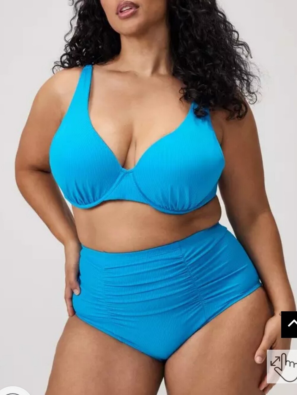 🆕️👙 TORRID BLUE RIBBED UNDERWIRE TOP & HIGH-RISE CHEEKY BOTTOMS BIKINI SET 👙